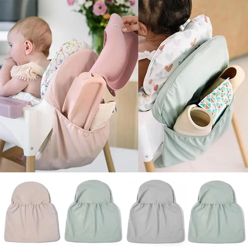 Silla de crecimiento para niños, bolsa organizadora de PU, silla de comedor para bebés, prácticos accesorios de bolsillo, funda para silla de comedor de pie alto, bolsa colgante de almacenamiento