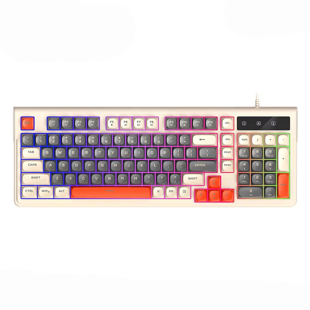 98 Keys Mixed Color USB Wired Computer RGB 95% Membrane Gaming Keyboards