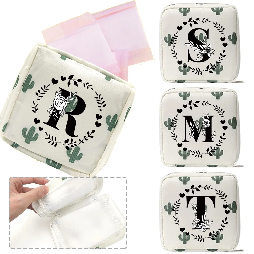 Nueva Bolsa de Maquillaje para Lápiz Labial, Bolsa de Almacenamiento para Toallas Sanitarias, Bolsa Cosmética Portátil con Cierre, Serie Galand Letter, Diseño Dulce
