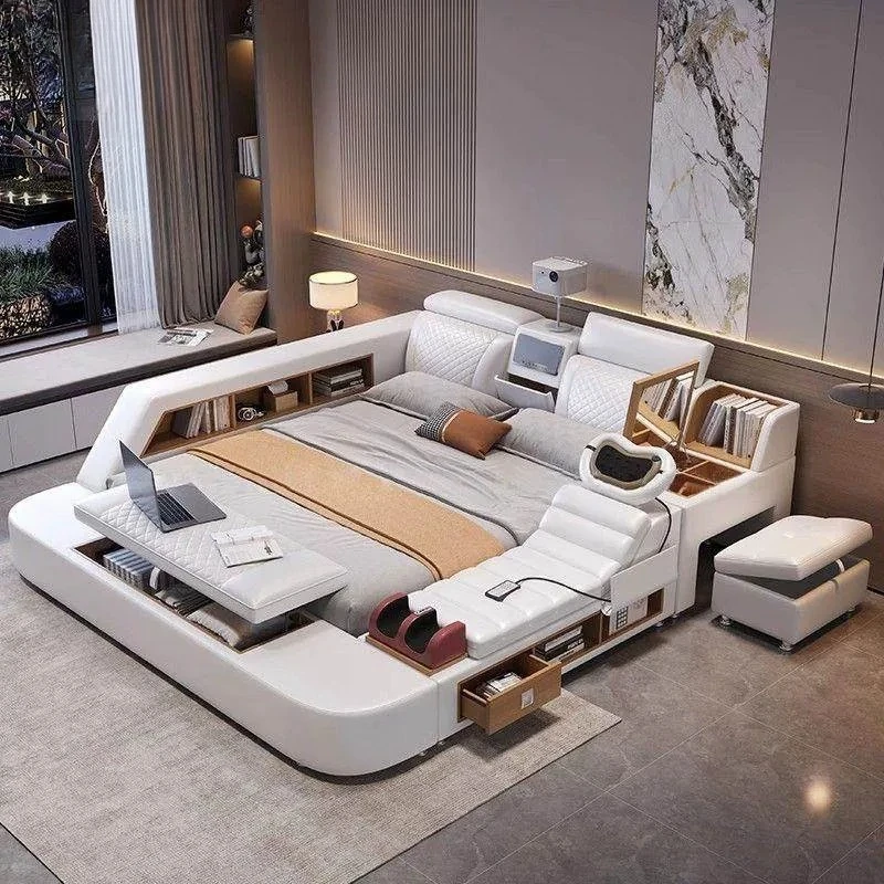 Bedroom Storage Nordic Bed Luxury Modern Fancy 1.8m Wooden Bed Frame Sleeping Camas De Matrimonio Dormitorio House Accessories