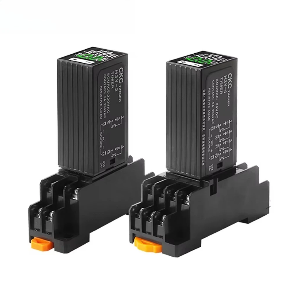 H3Y-2 H3Y-4 Dual Digital Timer Relay with Cycle Time Control Power-On Delay Timer DC12V 24V AC220V with Base 8Pin 14Pin