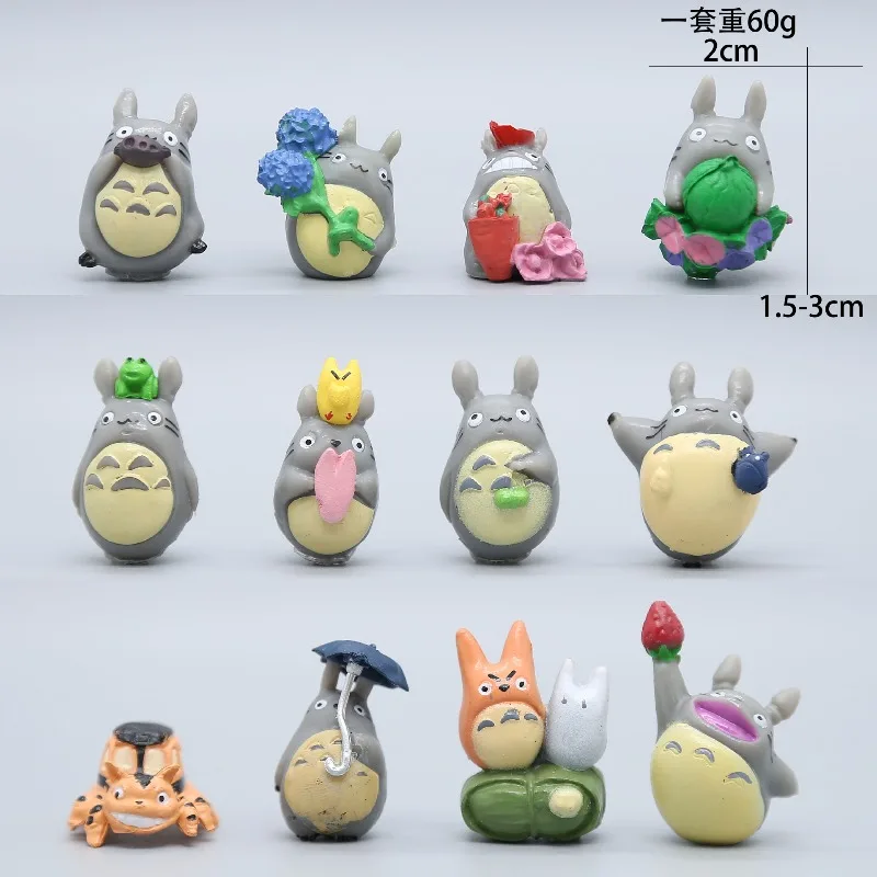 12PCS My Neighbor Totoro Creative Mini Landscape Ornaments Handmade DIY Resin Patch Figurines Multifunctional Cake Mini Craft