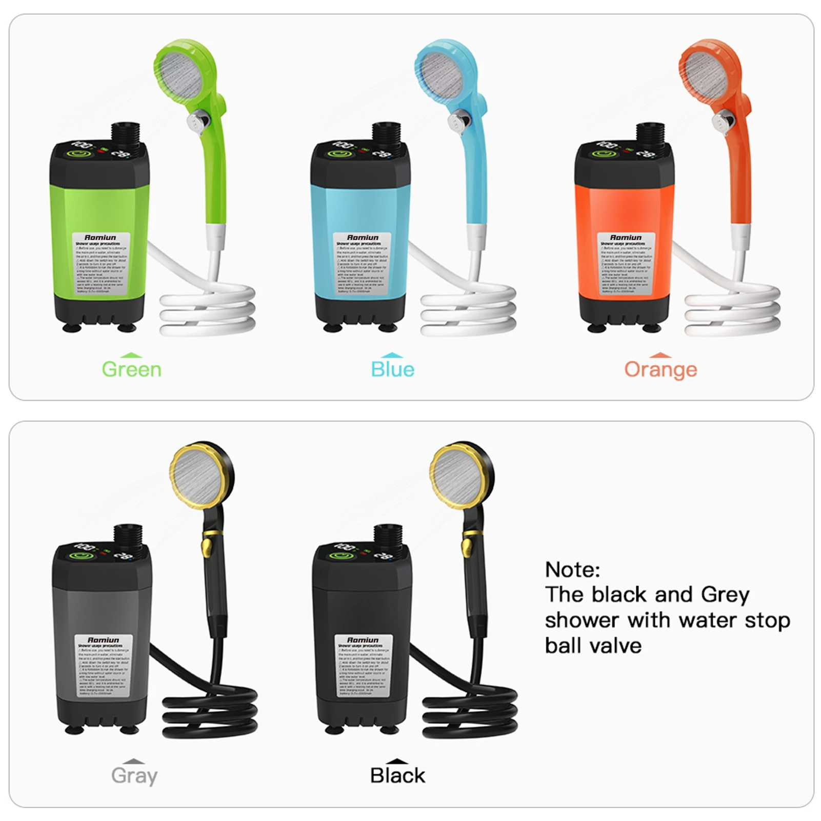 

Насос для душа для кемпинга, набор для душа на открытом воздухе, походный душ, интеллектуальный цифровой дисплей, регулируемый душевой набор