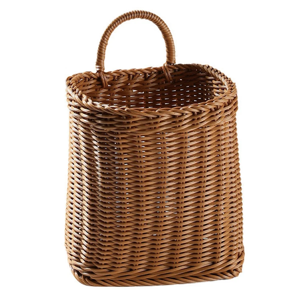 Kitchen Storage Basket with Handle Woven Hanging Baskets for Living Room Fruit Sundries Organizer Hand-Woven Baskets-L