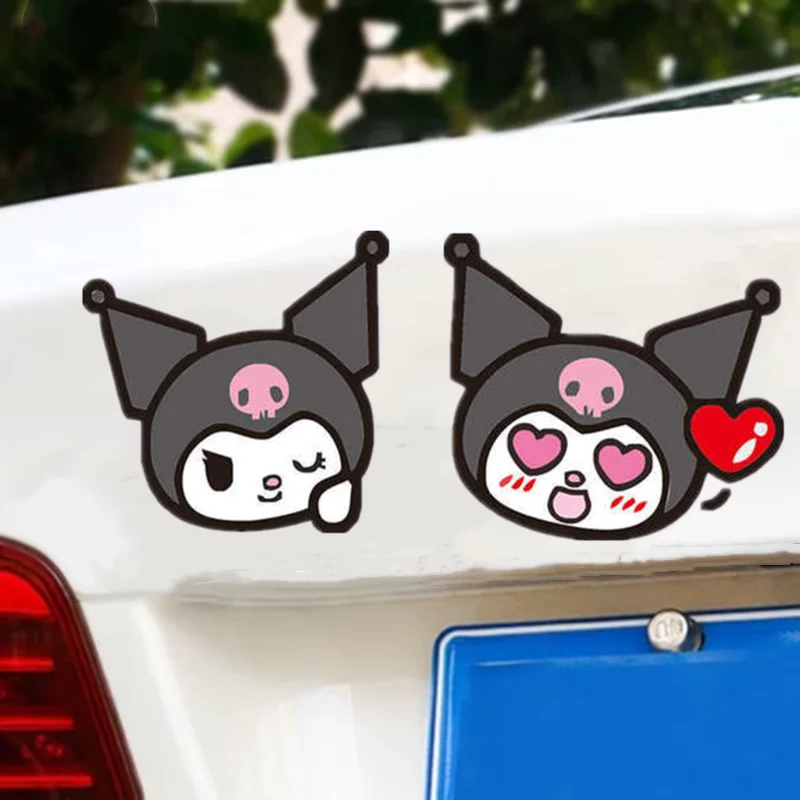 Sanrio Kuromi Series Stickers Kawaii Expression Waterproof Car Decoration Stickers Fuel Tank Cap Children\'s Toys Birthday Gift