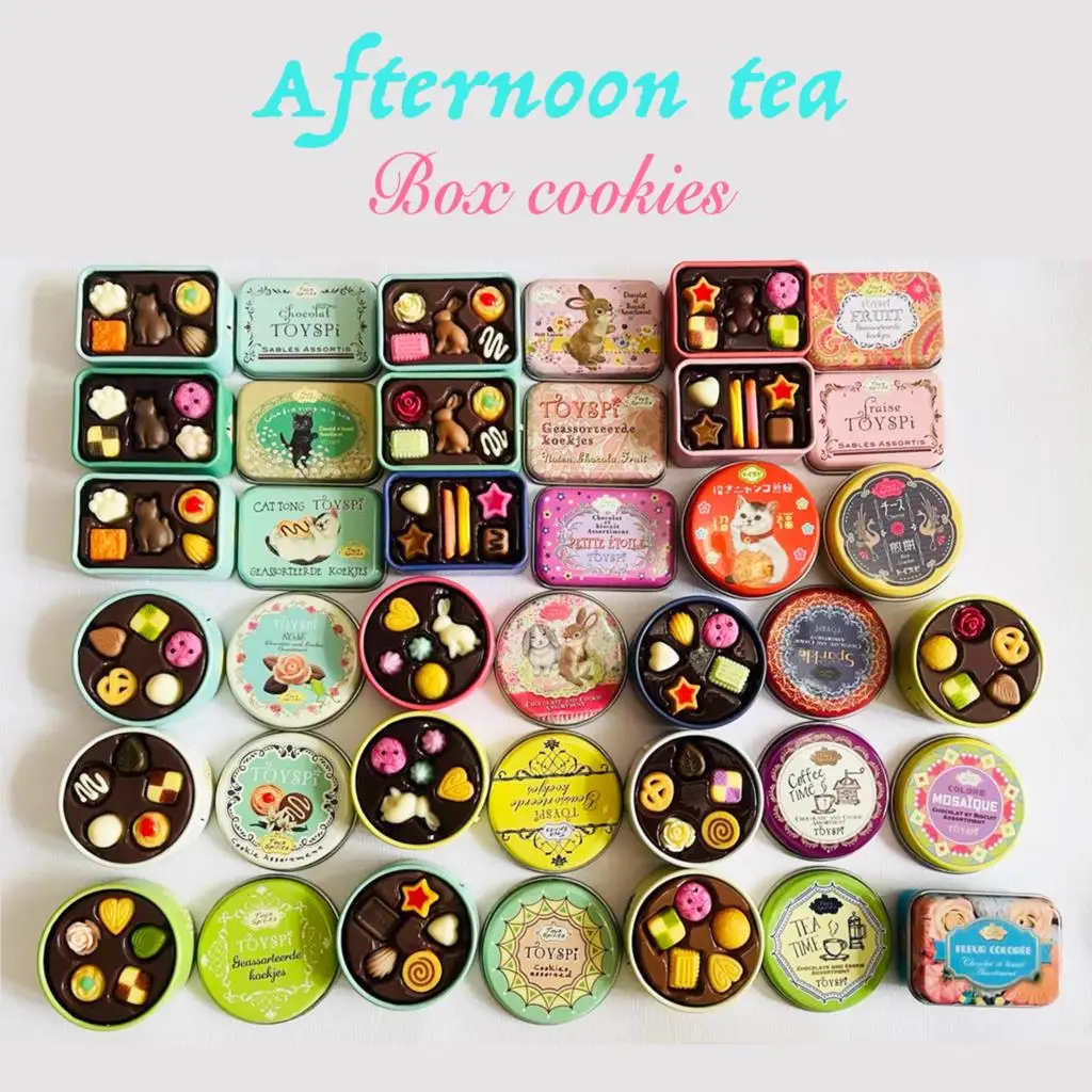 

Capsule Toy Kids Creative Toy Iron Box Cookies Miniature Simulation Food Keychain Bag Accessories