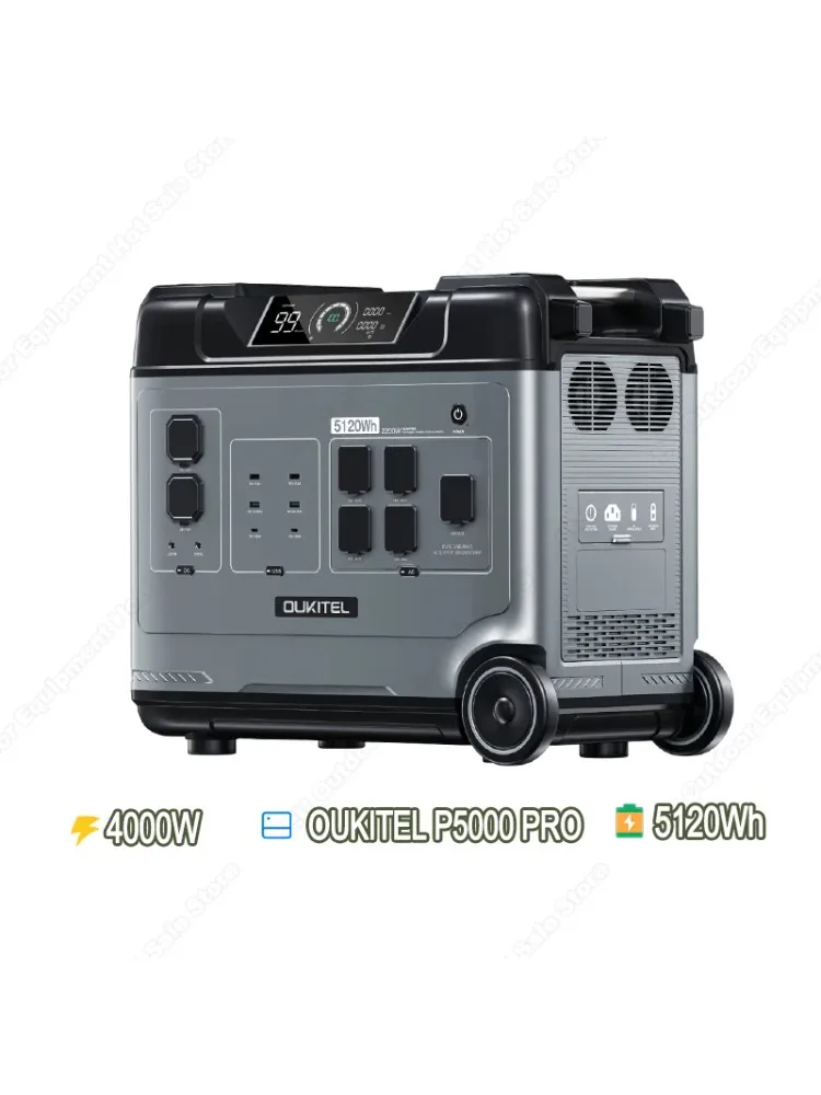 OUKITEL P5000E Pro Tragbare Powerstation 4000W Solargenerator 5120Wh Lifepo4-Batterie für Notstromversorgung zu Hause, Outdoor-Camping, mobile Stromversorgung