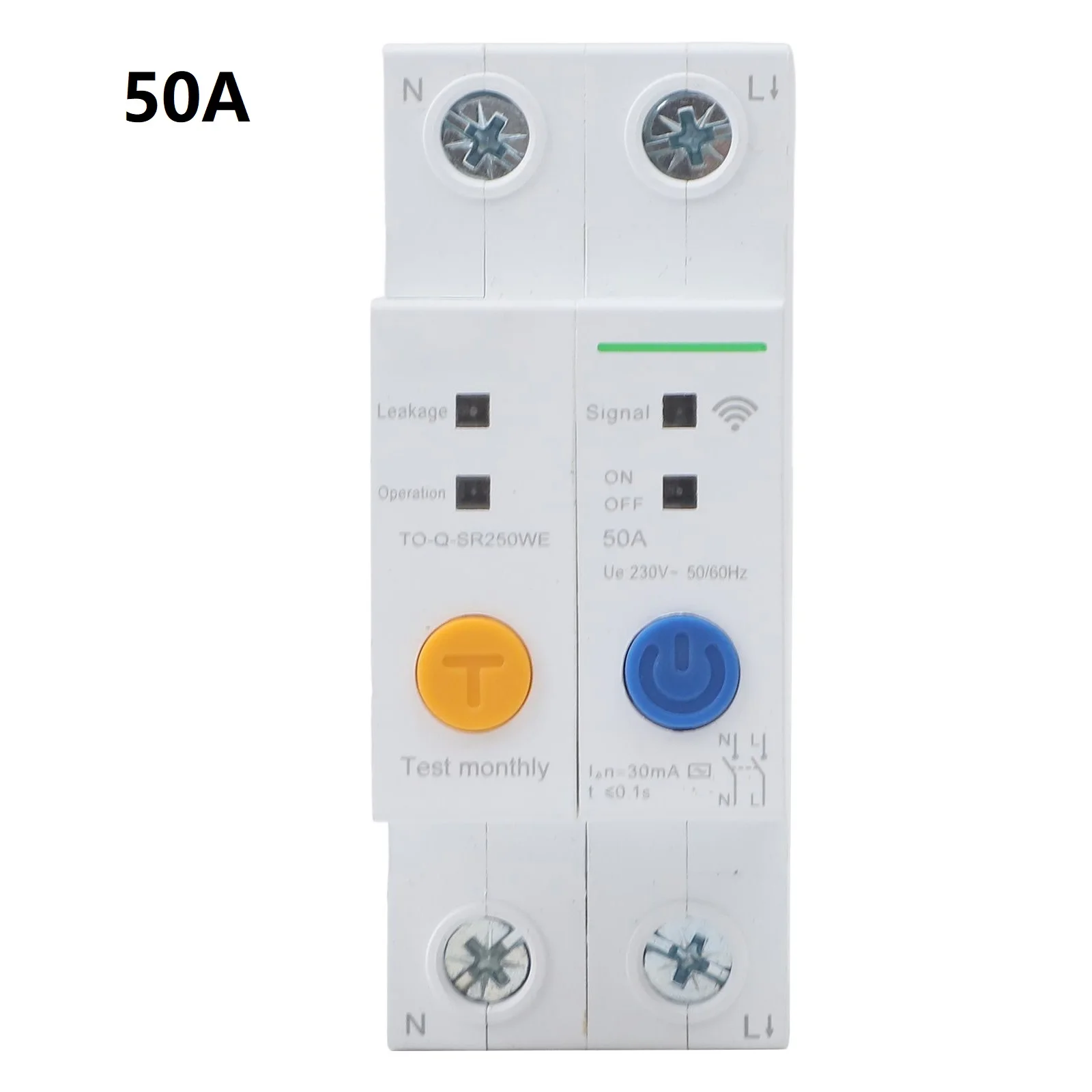 

For Ewelink APP WIFI Smart Circuit Breaker 2 Pole 50A DIN Rail Mount with Remote Control and Leak Safety Features