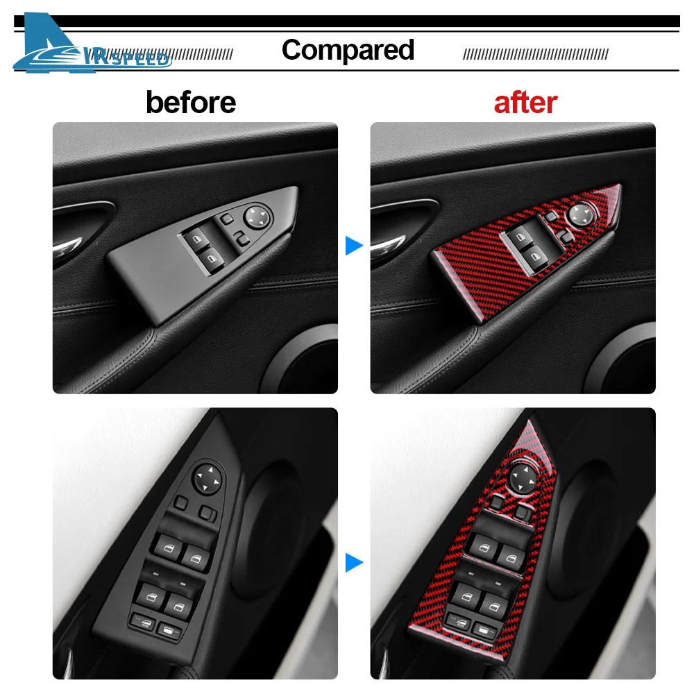 Carbon Fiber Stickers for BMW 6 Series E63 E64 2004 2005 2006 2007 2008 2009 2010 Car Door Window Lift Switch Console Panel Trim