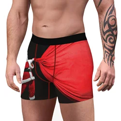 Mens Adult Christmas Boxers Shorts Santa Claus Print Funny Brief Underwear Underpants Xmas Birthday Party Costume Nightwear