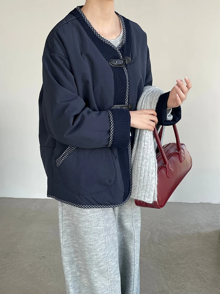 FANAN Minimalisme Katoenen jassen voor dames Ronde hals Enkele rij knopen Lange mouw Dikke warme parka Modejassen 20025 Winter Nieuw