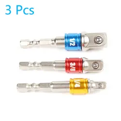 3pcs/set Chrome Vanadium Steel Socket Adapter Hex Shank 1/4