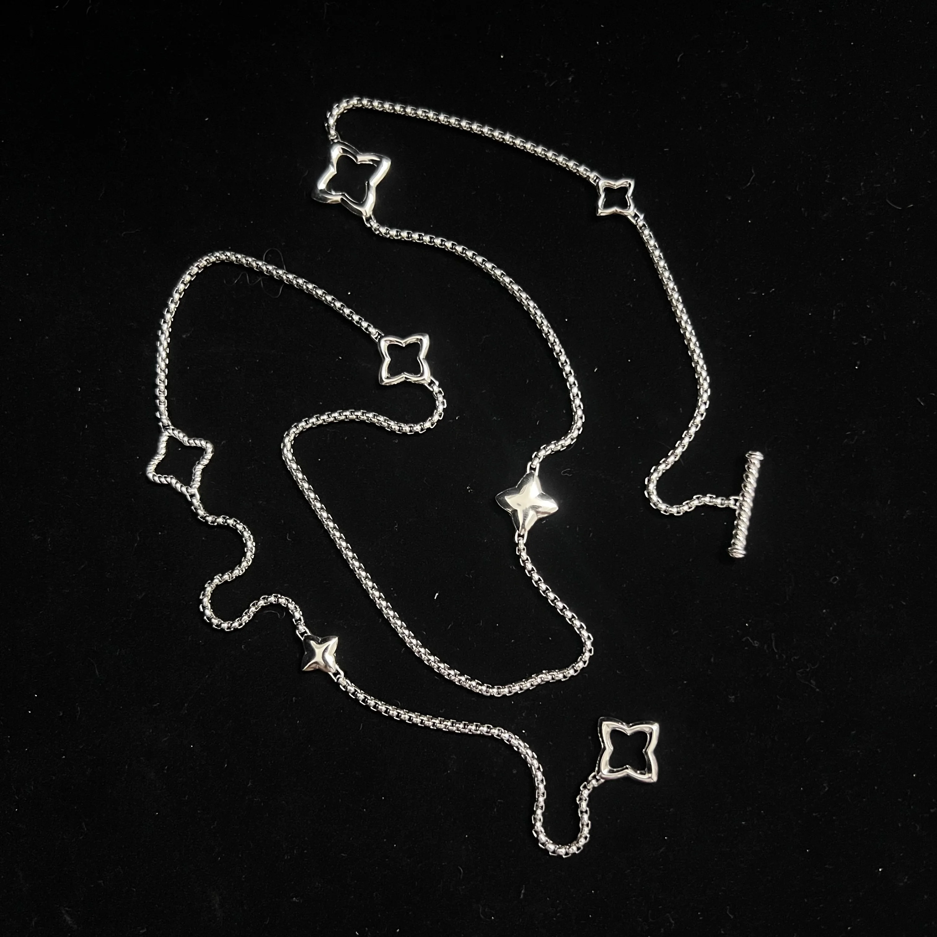 

Ожерелье-свитер из стерлингового серебра 925 пробы, новинка 2025, четырехконечная звезда, модное унисекс, модные персонализированные роскошные ювелирные изделия в стиле ретро