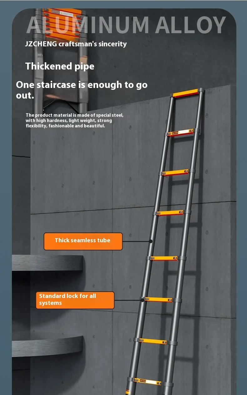 Modern Multi-Functional Aluminum Alloy Straight Ladder Household Telescopic Folding Ladder Herringbone Joint for Engineering