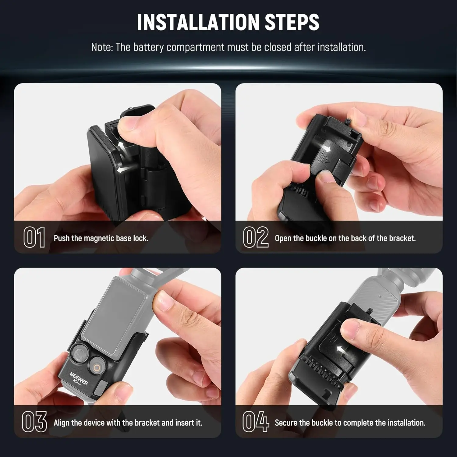 NÄHER 180 °   Verstellbarer, leichter Mini-Kamerahalter, magnetische Halterung, Ständer, Erweiterungsadapter, Halterung für DJI Osmo Pocket 3