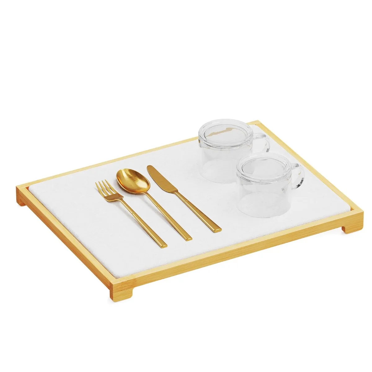 

Diatomaceous Earth Drying Mat Kitchen Sink Pad Fast Absorbent Countertop Protector Bamboo Rack Eco Friendly Organizer