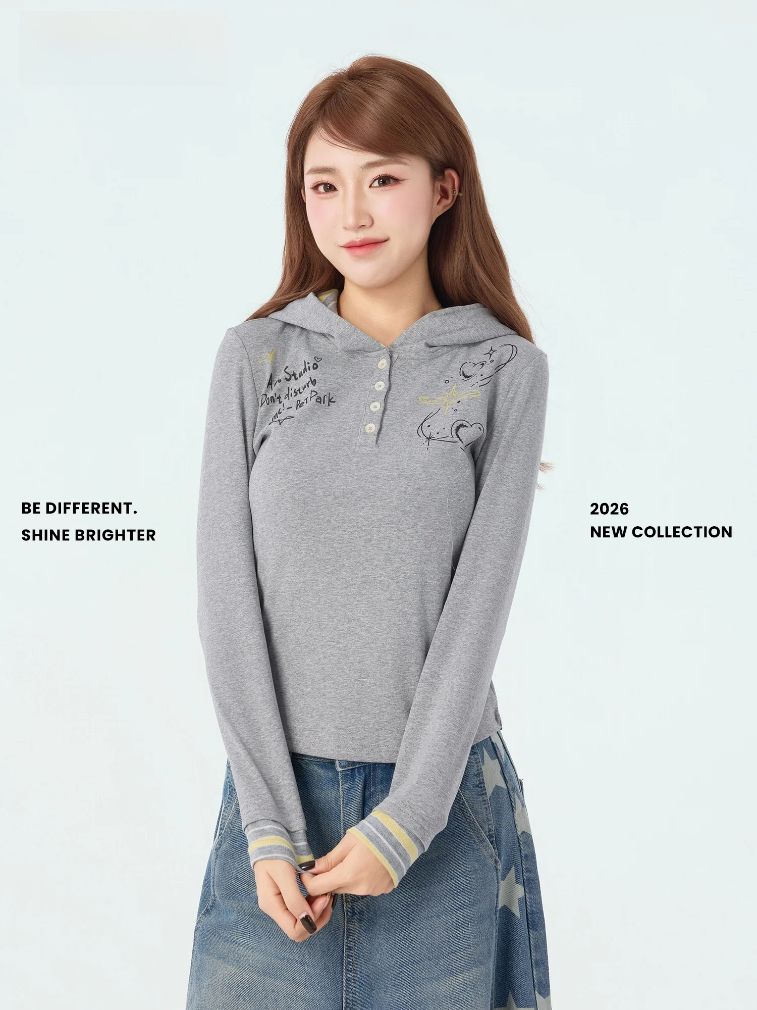 

Didimax Spring New Sle Women's Slim Fit Hoodie Light Floral ey And Yellow Stripes Top Cotton Long Sve Casual Wear