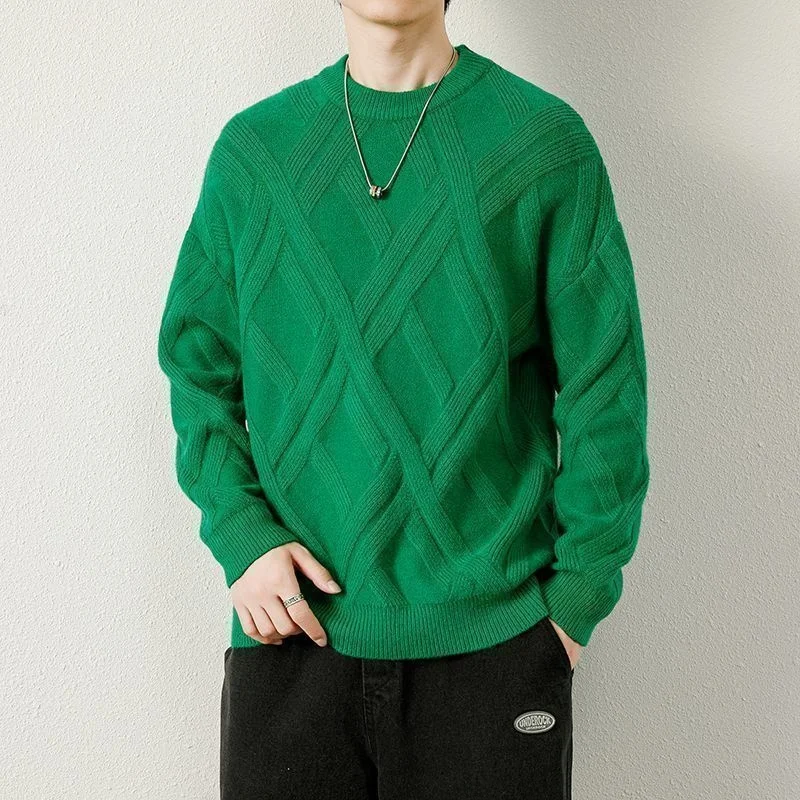 

Повседневный американский вязаный свитер с круглым вырезом Ne, мужской модный гонконгский свитер Sle Street k Personali Knitting Long Sve Z...