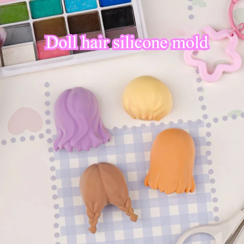 Q Version of Novice Ultra Light Clay Mini Short Hair Silicone Mold DIY Polymer Clay Animation Character Rear Hair Making Tools