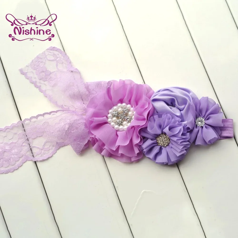 1PCS Lace Children Headband Baby Girls Pearl Flower Hair Accessories Headwear Newborn Floral Turban Kids Birthday Gifts