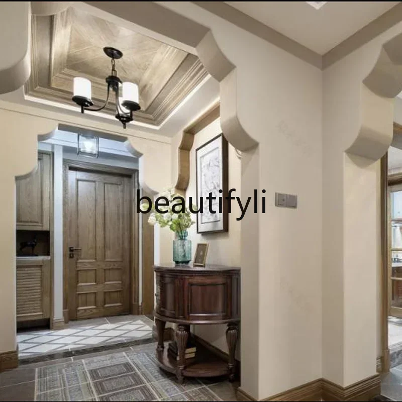 

Asmt56 Американский полукруглый входной шкаф из цельного дерева в стиле ретро и старый изогнутый настенный боковой шкаф, средневековый входной столик