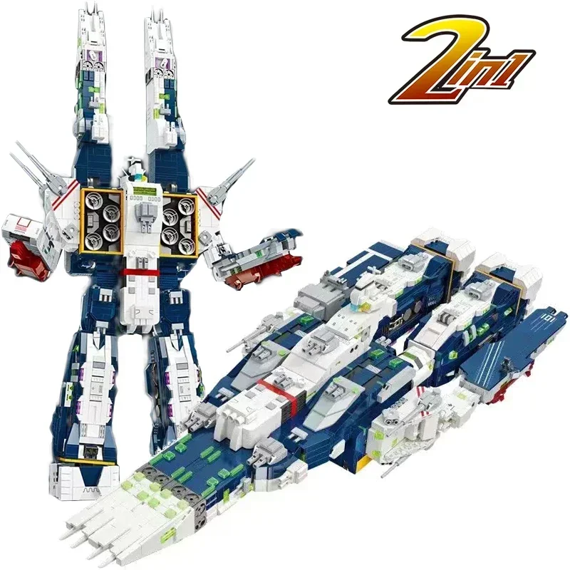 Technische Serie Ruimtevaartuig SDF-1 Macross Bouwstenen 2in1 Robot Slagschip Model Bricks Speelgoed Voor Jongen Verjaardagscadeau MOC