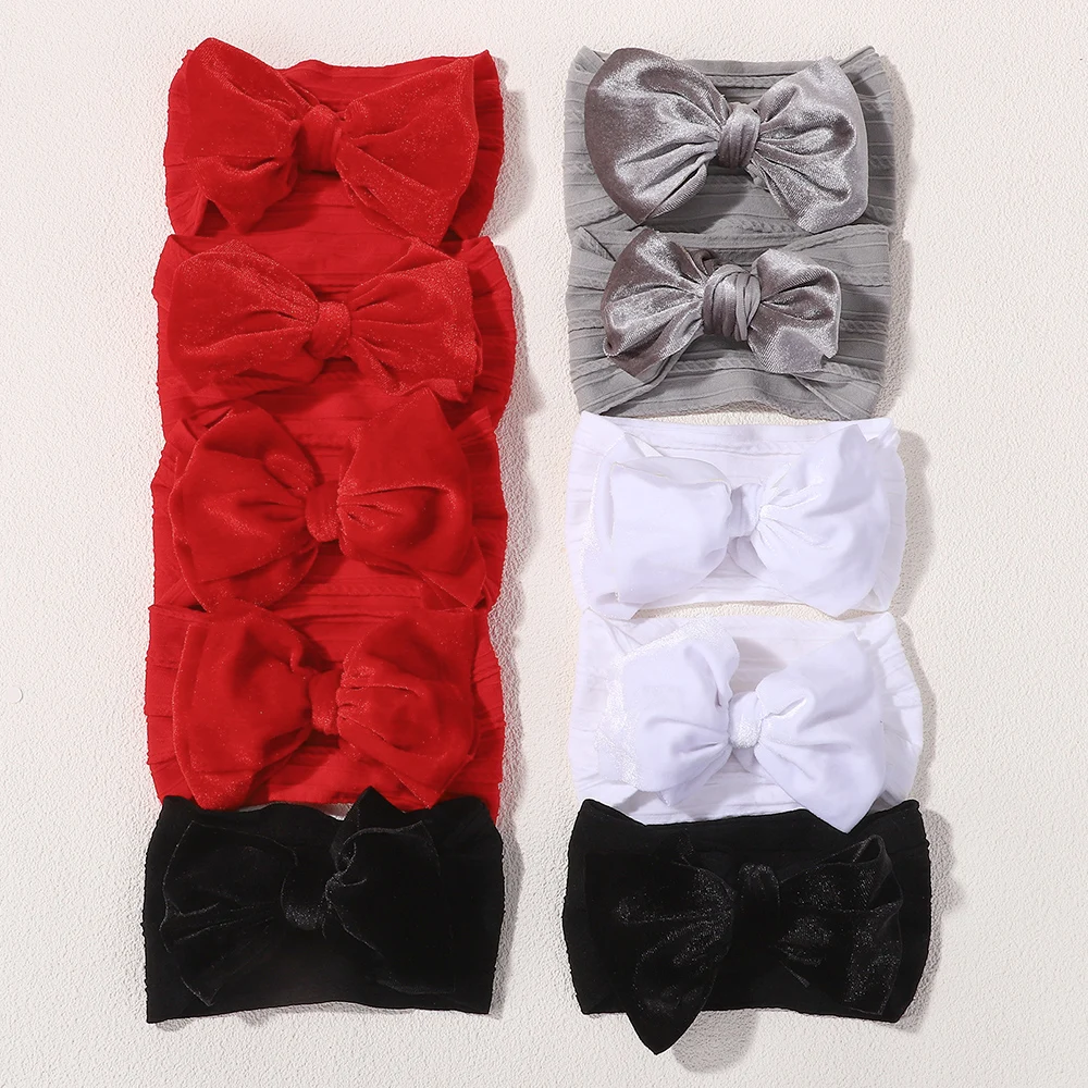 

10pcs velvet Bow Baby Headband Random Color Nylon Headwear Kids Elastic Turban Headwraps Newborn Boys Girls Hair Accessories