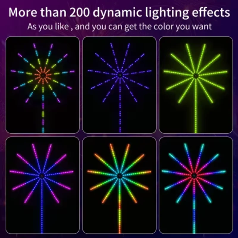 2025 Smart LED Fireworks Light LED Neon String Light Bluetooth Control Music Sync Bedroom Wedding Party Christmas Decor   5.0