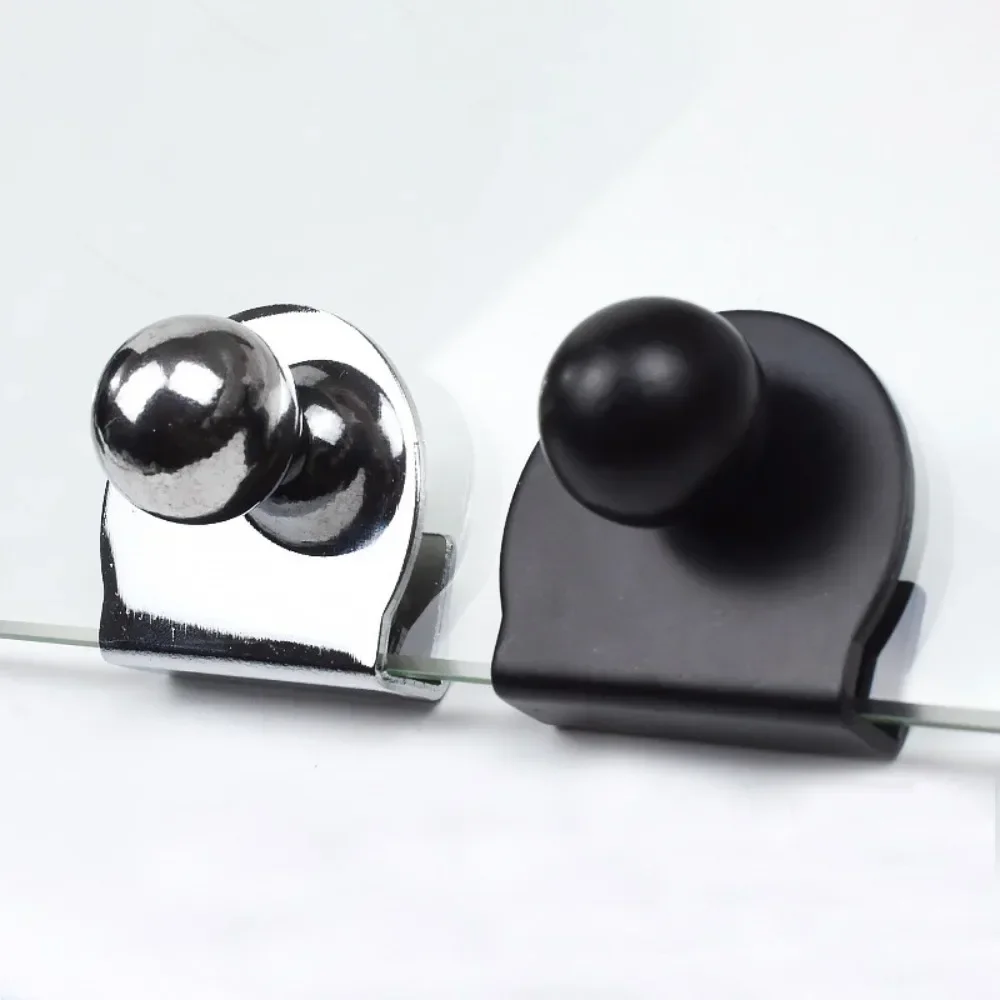 2PCS Metal Door Handle Clip Glass Door Pull Handle Clamp Showcase Cabinet Drawer Pull Knob No Drilling Glass Sliding Door Handle