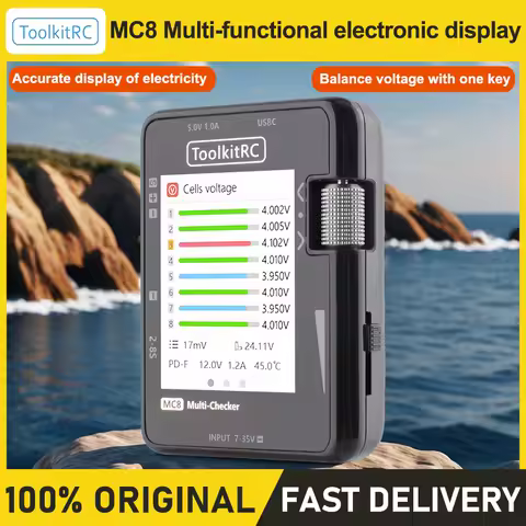 ToolkitRC MC8 Battery Checker LCD Display Digital Battery Capacity Checker Battery Balancer for lipos ESC Servo Tester Tool