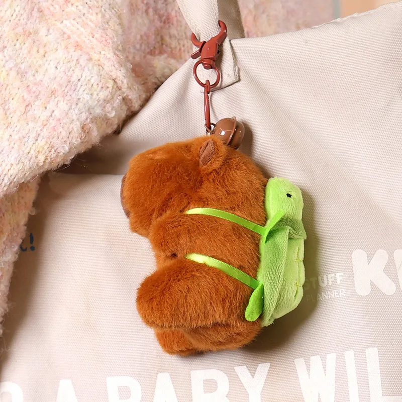 12CM Capybara Plush Pendant  With Turtle Backpack Simulation Anime Cute Stuffed Animals Girls Xmas Birthday Gift Kid Toys Decor