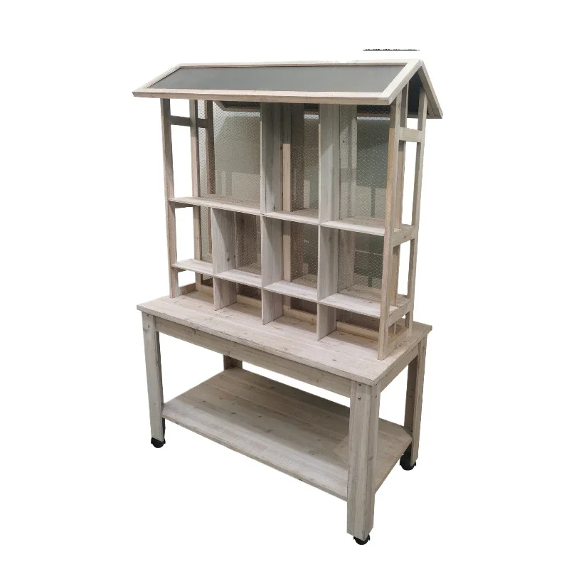Stall retro solid wood float flower rack flower shop decorative display rack multi-functional retro cart
