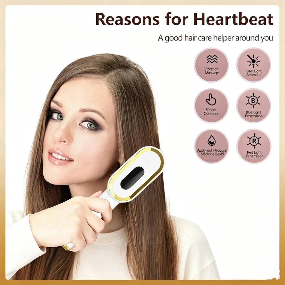 Electric Vibration Massage Comb Red Light Hair Growth Scalp Serum Liquid Applicator 4 Model Head Massager