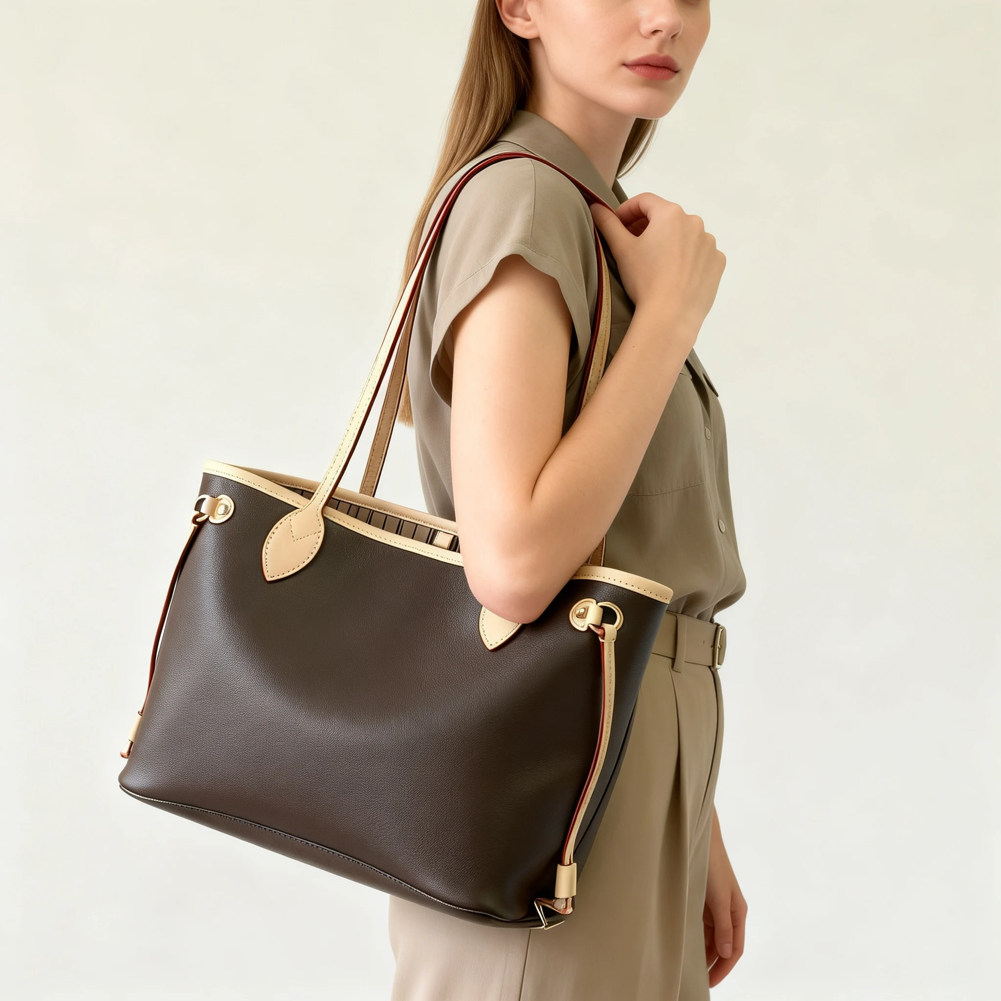 Image of Echte Leder-Handtasche für Damen mit Kettenriemen, Schultertasche mit Weicher Textur, Damen-Alltagstasche