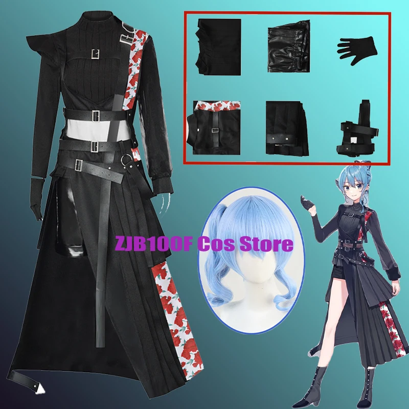 Anime Hosimati Suisei Cosplay Costume Vtuber Suisui Cosplay Hololive Full Set Hat Wig Halloween Party Sing Uniform Suit