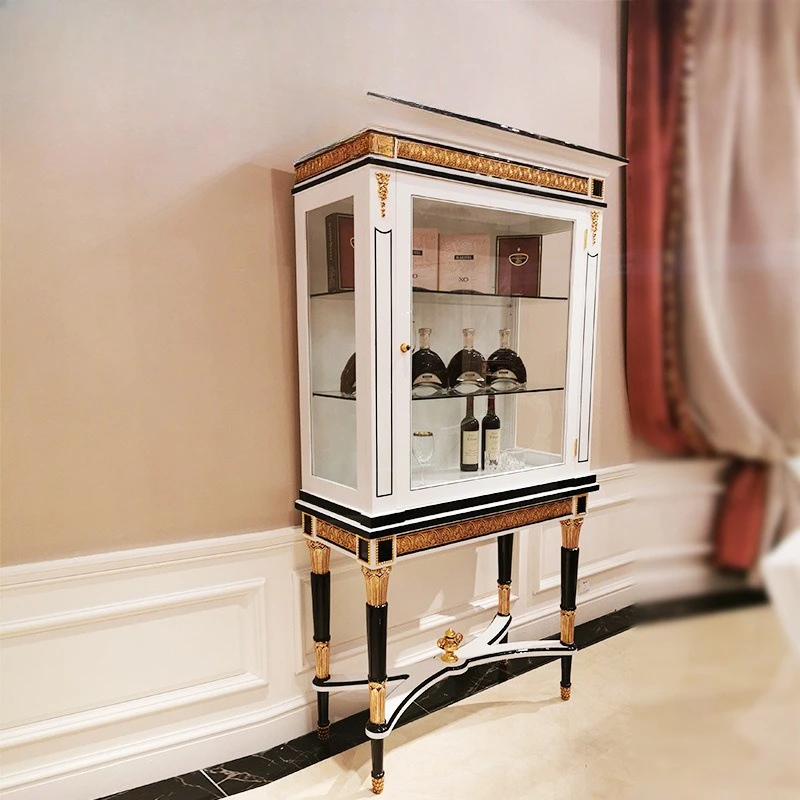 

White single-door wine cabinet European-style carved neoclassical decorative cabinet villa high-display cabinet furniture