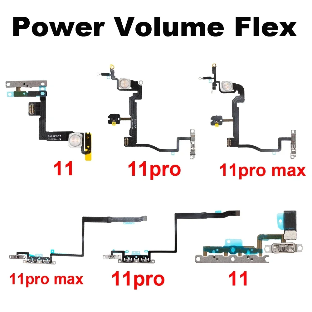 1pcs Power Volume Flex with Metal Holder For iPhone11 11pro 11pro max Mute Switch Power On Off Volume Button Flex Repair Parts