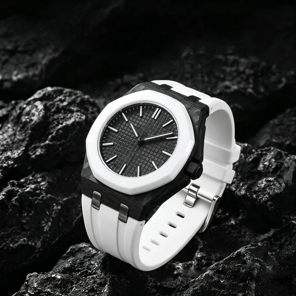 Carbon Fiber Case Silicone Watch Band For Swatch X AP Royal POP Integrated Modification Strap Change To Wristwatch Accessories