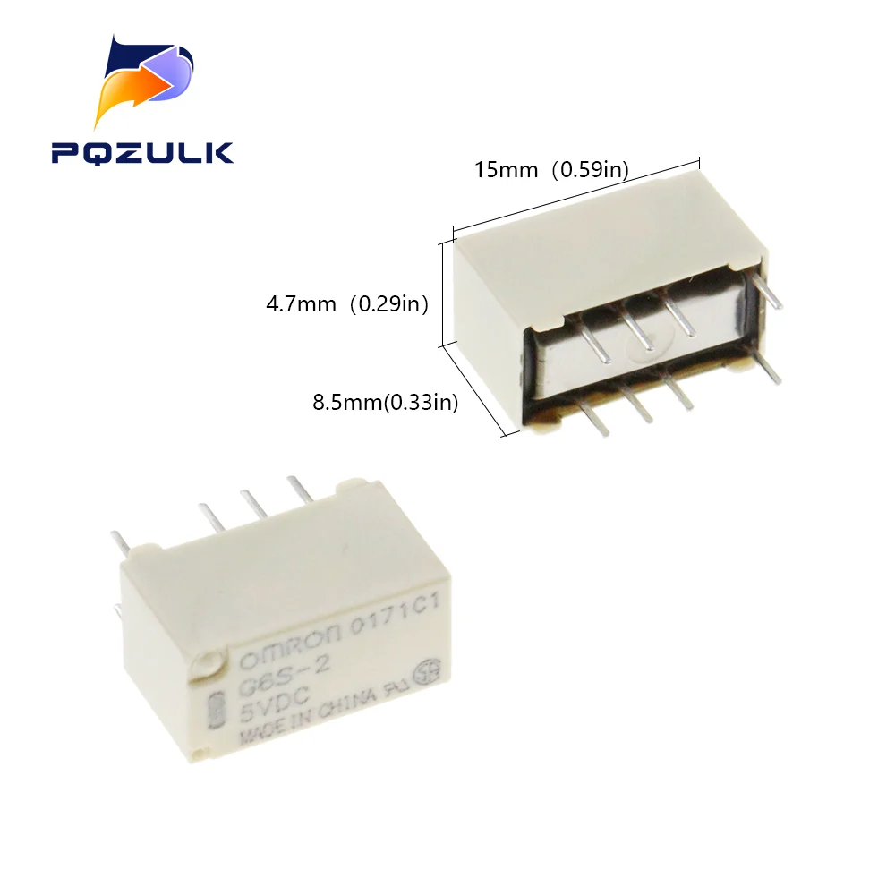 10PCS 5V/12V/24V Relay G6S-2-5VDC G6S-2-12VDC G6S-2-24VDC 250VAC/DC220V 8PIN Mini Signal Switch Relay 2A