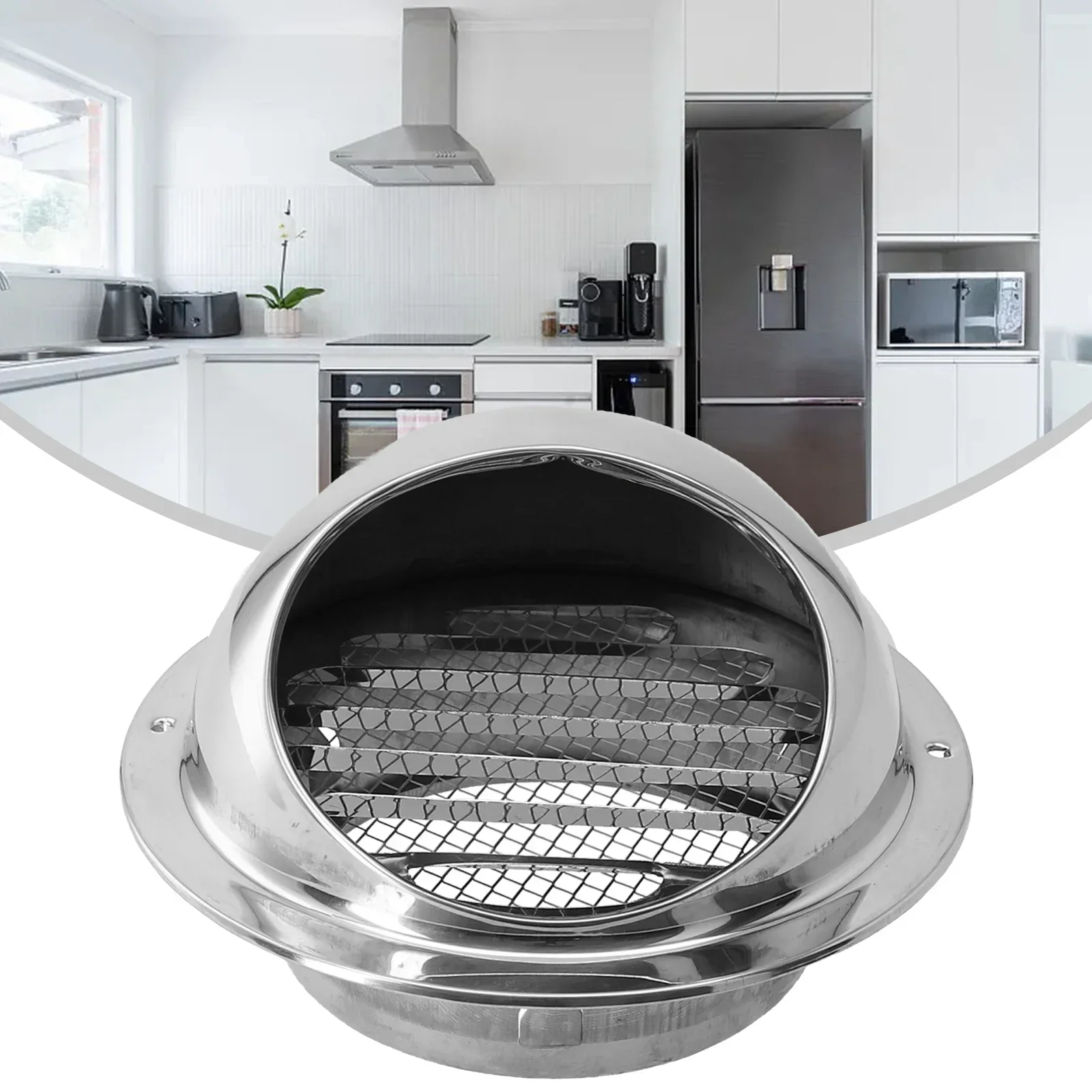 

Stainless Steel Vent Cap, Round Heating Cooling Vent Cover, Pest Screen and Louvers, Compatible with Range Hoods and Dryers