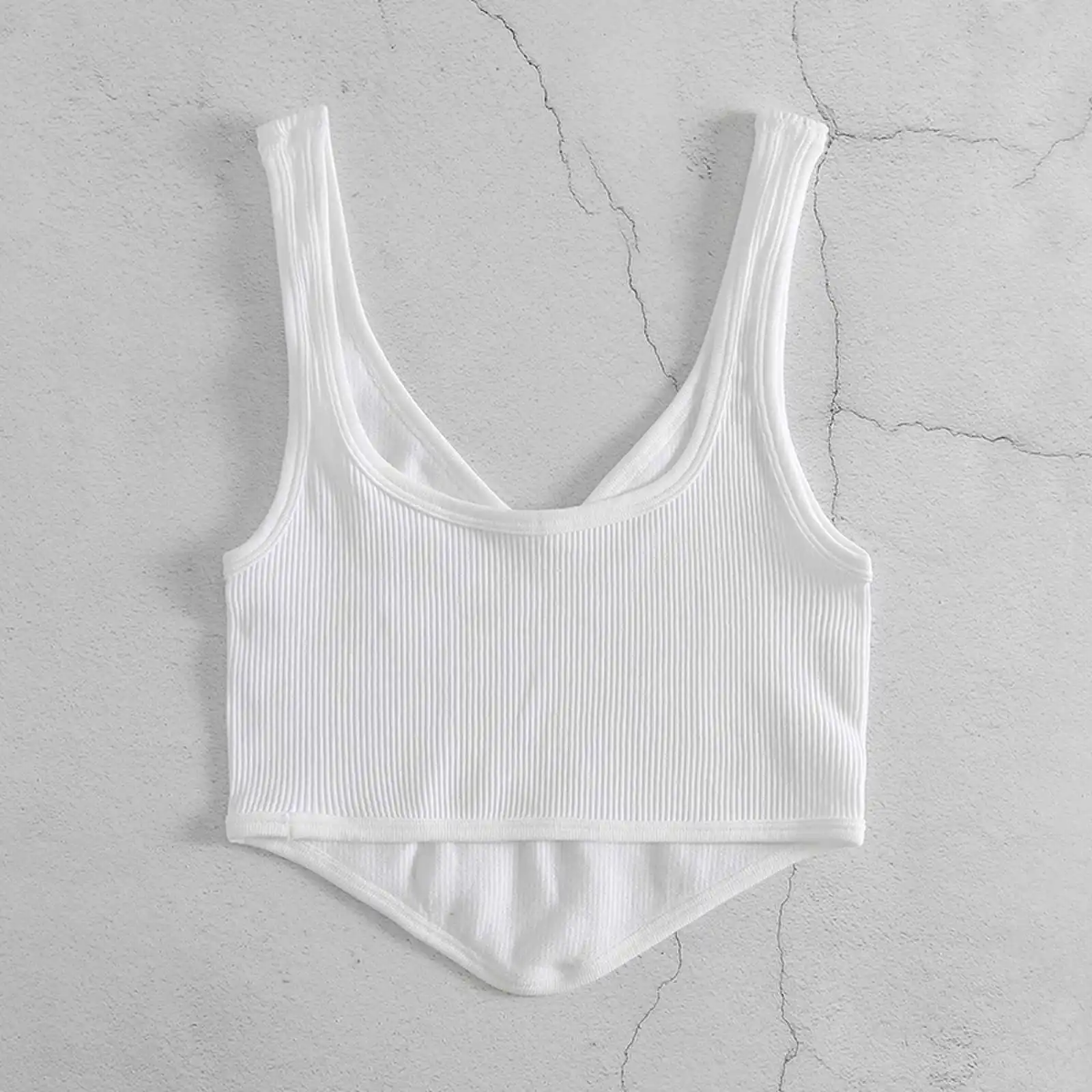 قمم قصيرة نسائية محبوكة بفتحة رقبة V عميقة ، قمة بدون خياطة مثيرة ، حمالة صدر عصرية ، سترة رياضية بدون أكمام عارية الظهر ، هاراجوكو أساسية ، موضة نسائية #2