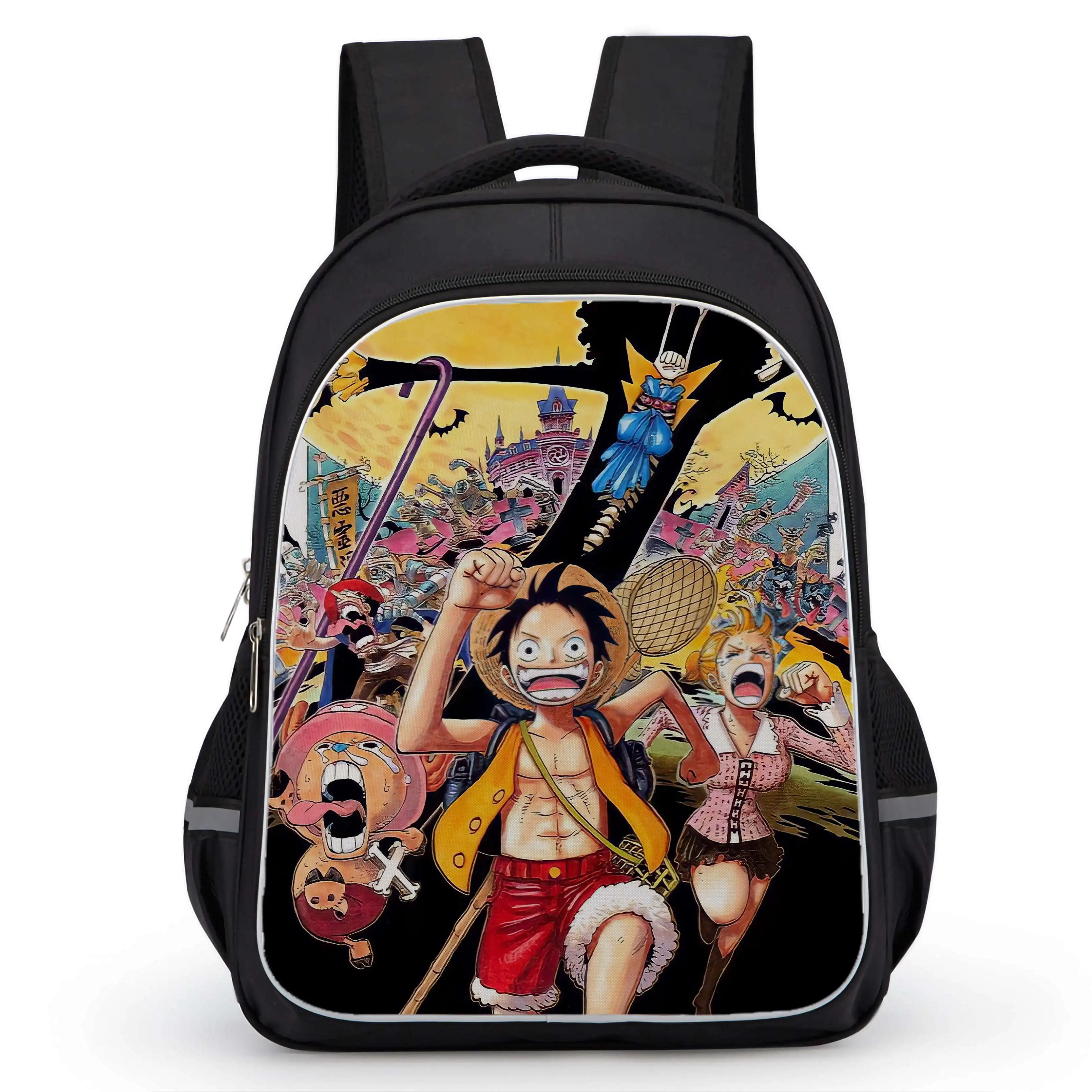 ONE PIECE 3-Piece Anime Style High-Definition Printed Oxford Cloth Smooth Zipper Storage Pencil Case Backpack