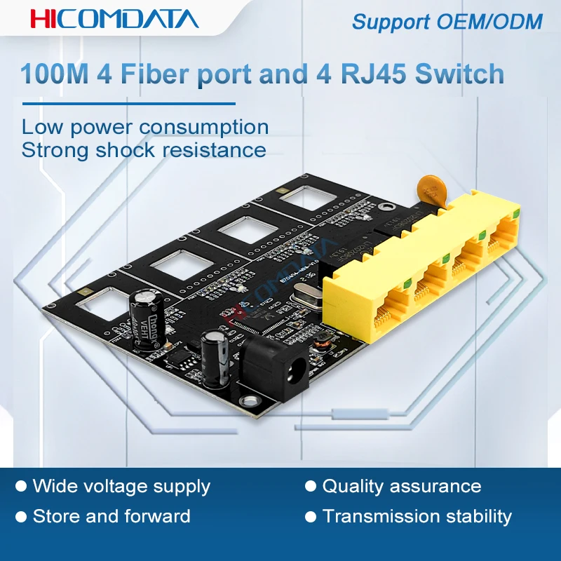 Commutateur Ethernet SM 1310nm A/B SC 4 fibres RJ45 4F4E 10/100M, convertisseur de XXL optique, Port PCBA Transcsec Fibra, 5 pièces