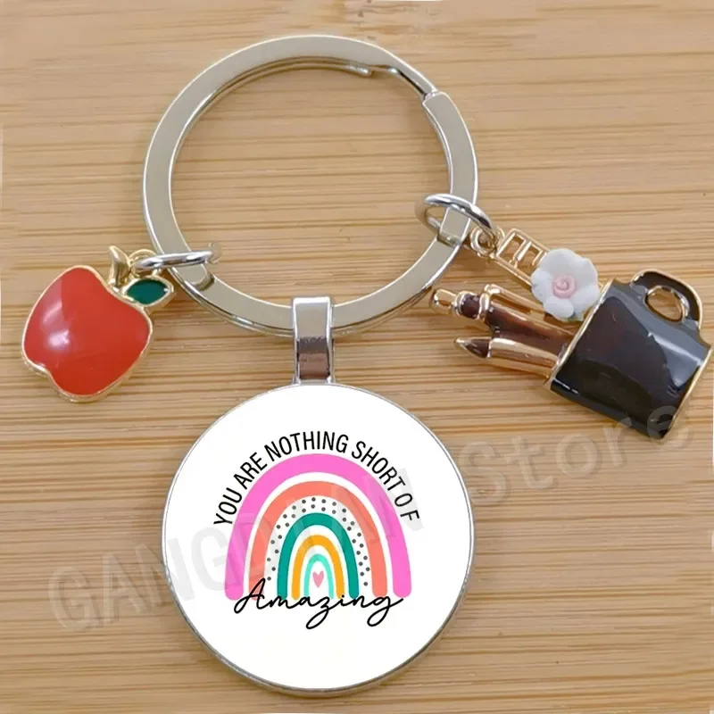 Thank you for helping me shine. Teacher thanks for the gift keychain, enamel pen holder, apple pendant, DIY keychain gift