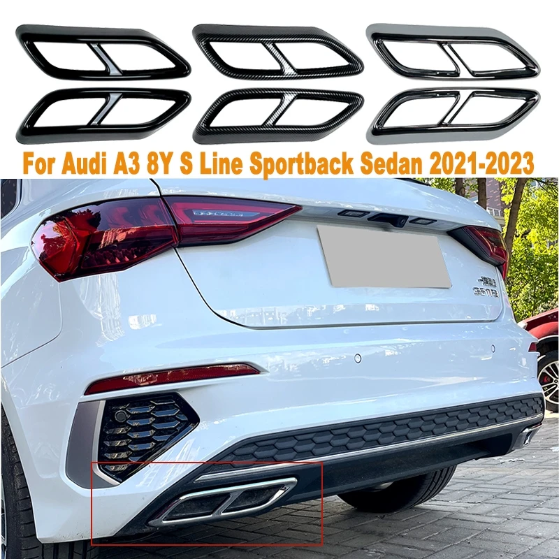 

For Audi A3 8Y S Line Sportback Sedan 2021-2023 Car Rear Exhaust Muffler Tail Pipe Cover Trim Accessories