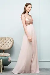 A Line Evening Dresses Chiffon Floor-Length Long Party Dress Irregular Sequin Sleeve V-Neck Backless Zipper Formal Prom Gowns