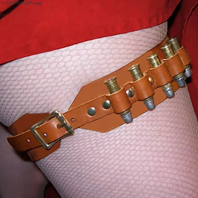 

Steampunk Women PU Leather Bullet Garter Medieval Adjustable Leg Belt Harness Strap With Ammo Loop Punk Gothic Style Accessory