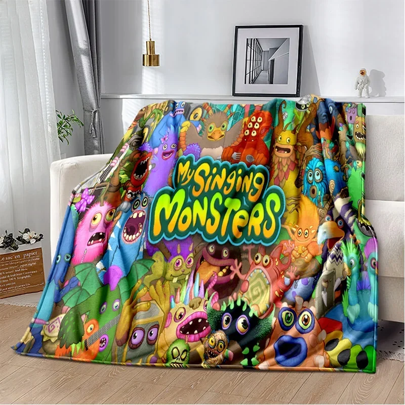 My Singing Monsters Video Game Cartoon Miękki pluszowy koc, flanelowy koc do salonu Sypialnia Sofa Piknik