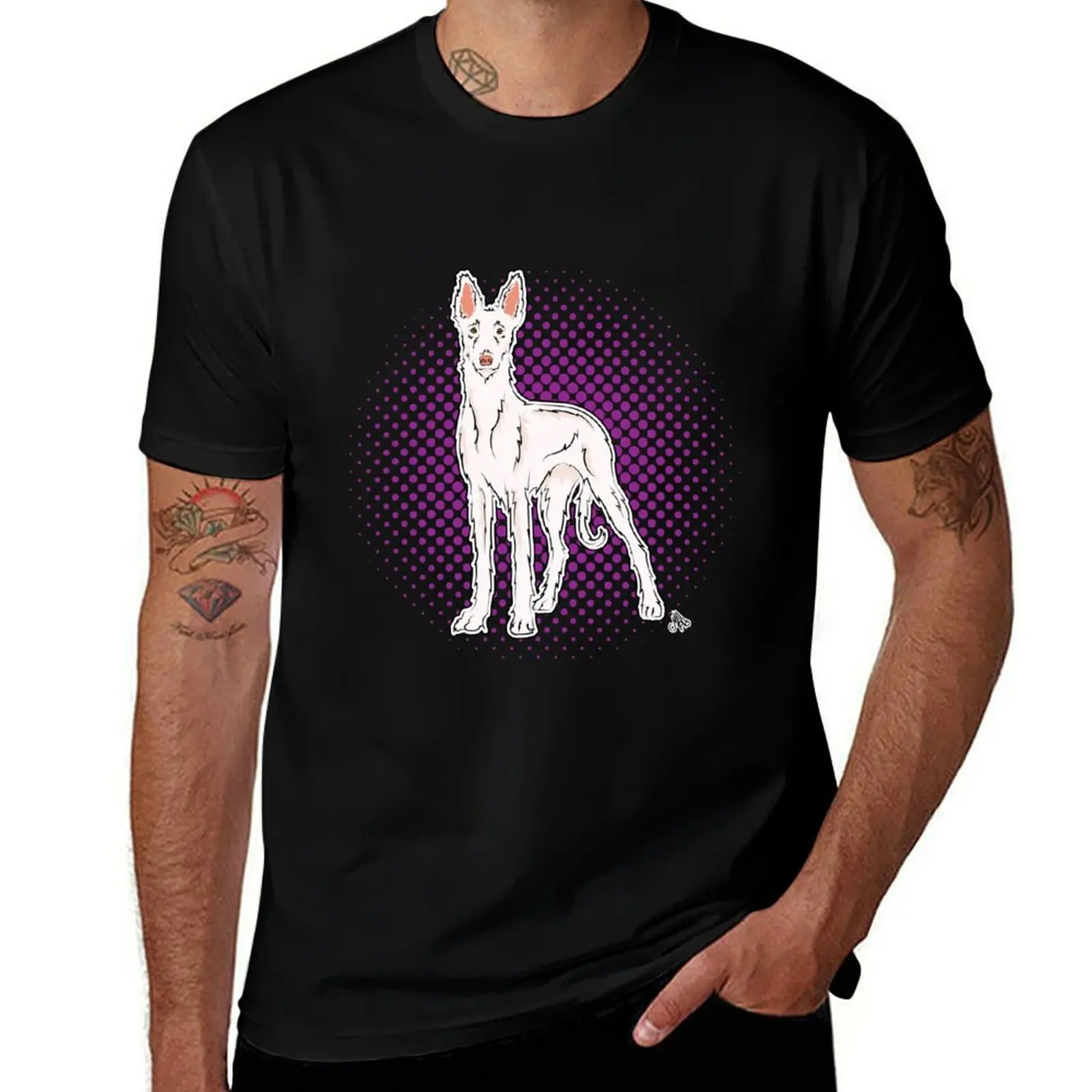 Copy of Ibizan Hound Wire White COMIC style T-Shirt cotton tshirt 100% T-Shirt