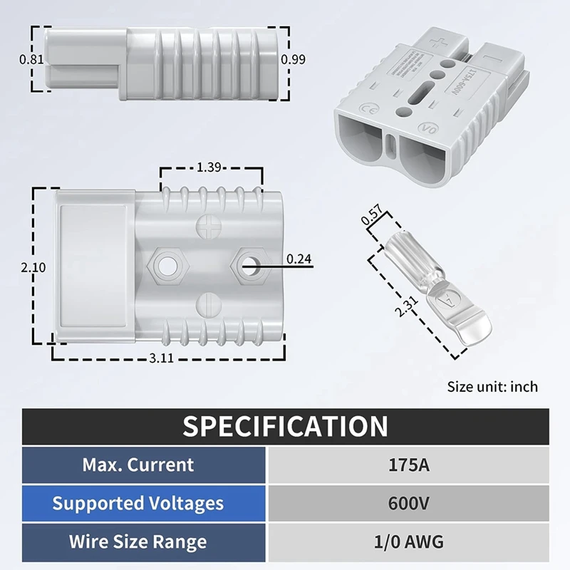 Battery Quick Connect/Disconnect Connector, Wiring Harness Plug Connector Kit For Car Winch Trailer